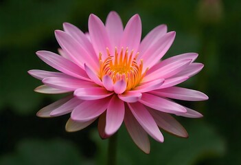 Obraz premium Lotus flower blooming with pink petals and yellow center