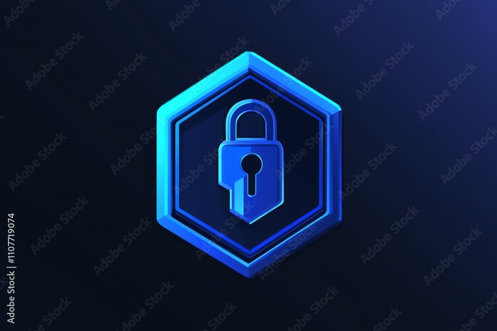 Poster a hexagonal blue icon that represents an access key