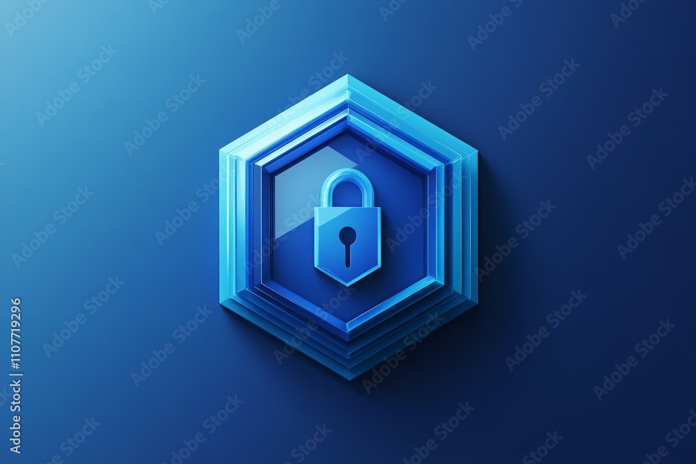 Poster a hexagonal blue icon that represents an access key