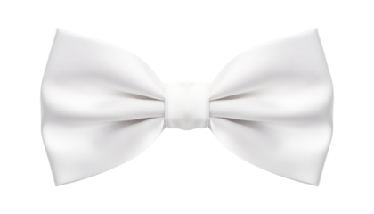 white ribbon bow isolated on transparent background cutout