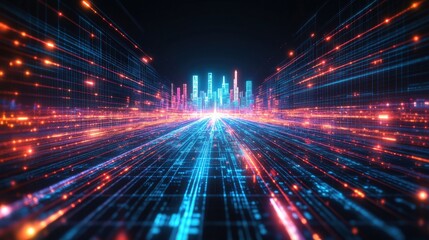 Futuristic City in Digital Motion