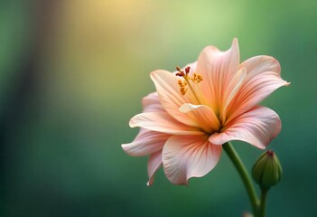 Fototapeta premium Lily flower blooming in spring garden with soft natural sunlight