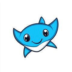 Obraz premium Here's a possible and keyword list for your image.. Cute cartoon blue stingray, smiling, ocean animal.