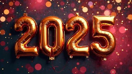 2025 happy new year shiny foil balloon background