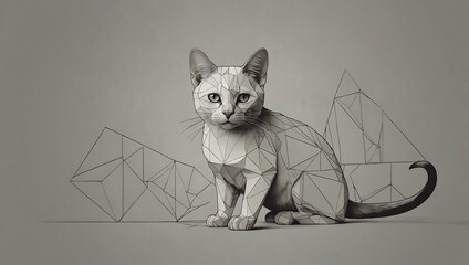 Fototapeta premium Minimalist cat outline with sharp geometric shapes.
