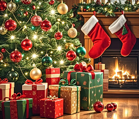 christmas tree and gifts