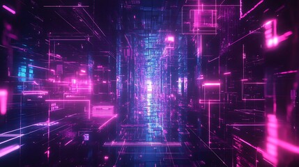 Obraz premium Digital network with glowing connections and nodes on a futuristic background