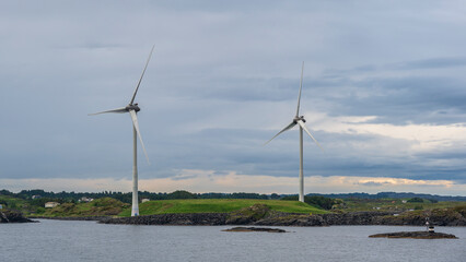 Wind turbines located on the Norwegian coast