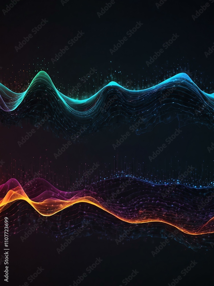 Aufkleber minimalist digital wave background with sharp lines and neon accents.