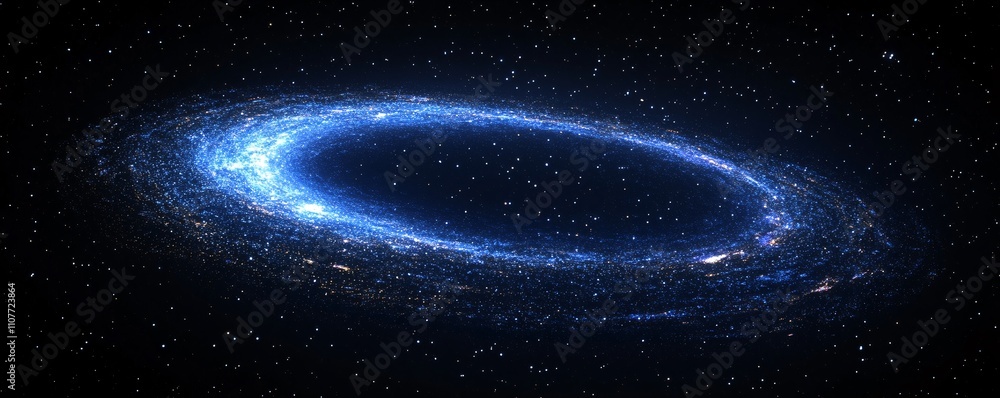 Poster hoag's object-like ring galaxy rotating in outer space