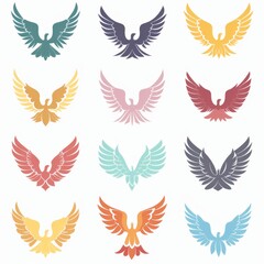 Fototapeta premium Wings flat icon, angel wings emblem, bird feathers minimal silhouette, pigeon sign, spirituality symbol