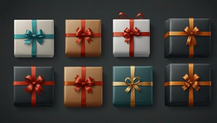 Obraz premium Minimalist gift icon set for modern design concepts.