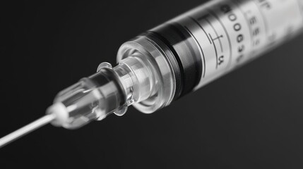 Close up view of a sterile medical syringe