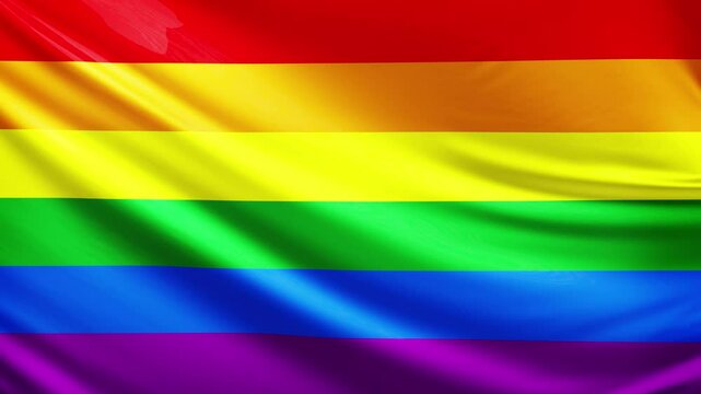 lgbt flag video, close-up shot of queer people, pride flag, lgbtq, queer comunity, animated flag background video, 3D video of rainbow flag