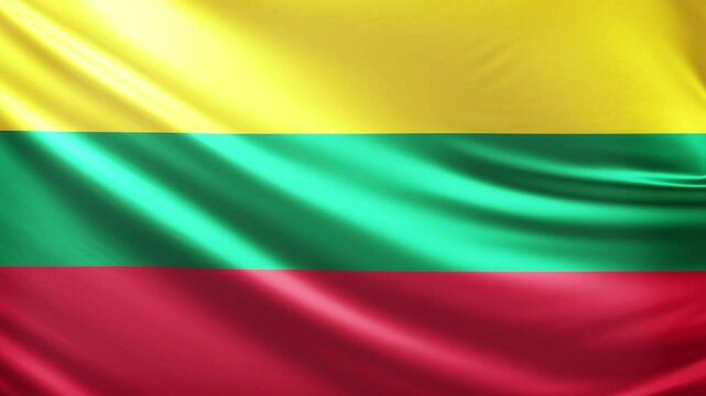 lithuania flag video, close-up shot of lithuania nation flag, european, animated flag background video, 3D video of a flag, national symbol of the lithuanian people, patriotism, full screen,