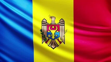 moldova flag video, close-up shot of moldova nation flag, european, animated flag background video, 3D video of a flag, national symbol of the moldovan people, patriotism, full screen,
