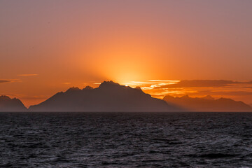 Midnight sun, Lofoten, Norway