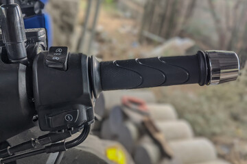 Close-up photo of motorcycle handlebar. macro photos are suitable for the photo industry of the...