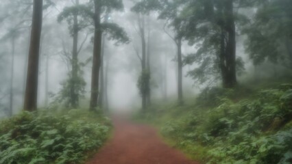 Obraz premium Misty forest path.