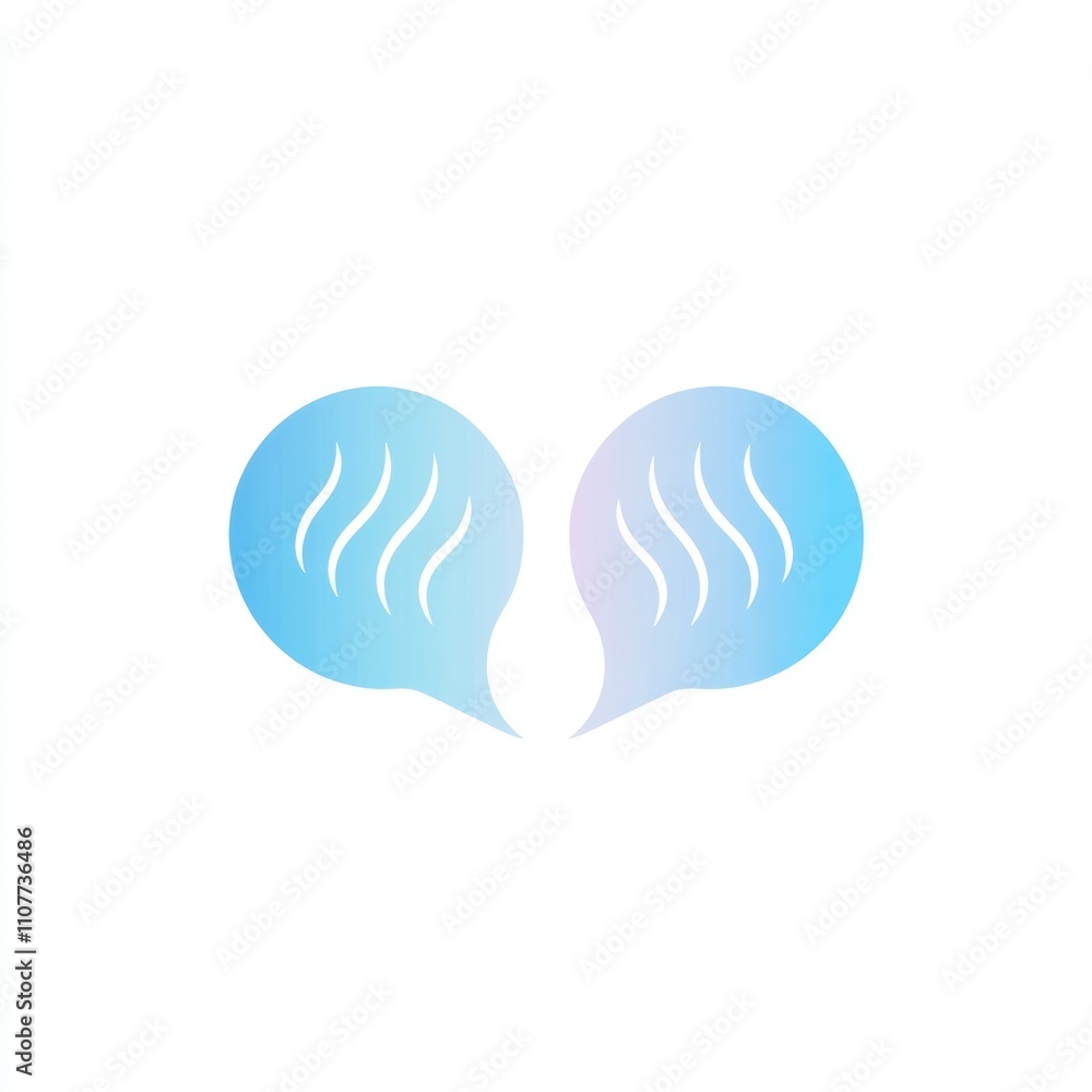 Poster here's a and keyword list for your image... two gradient speech bubbles representing communication o