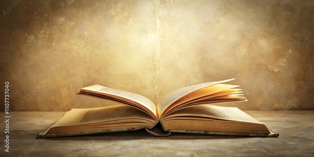 Poster an open book rests on a surface, bathed in warm light, suggesting a moment of discovery and insight