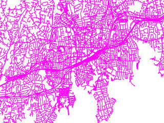 Obraz premium Abstract Neon Road Network Overlay of Stamford Connecticut, USA in Bright Pink.