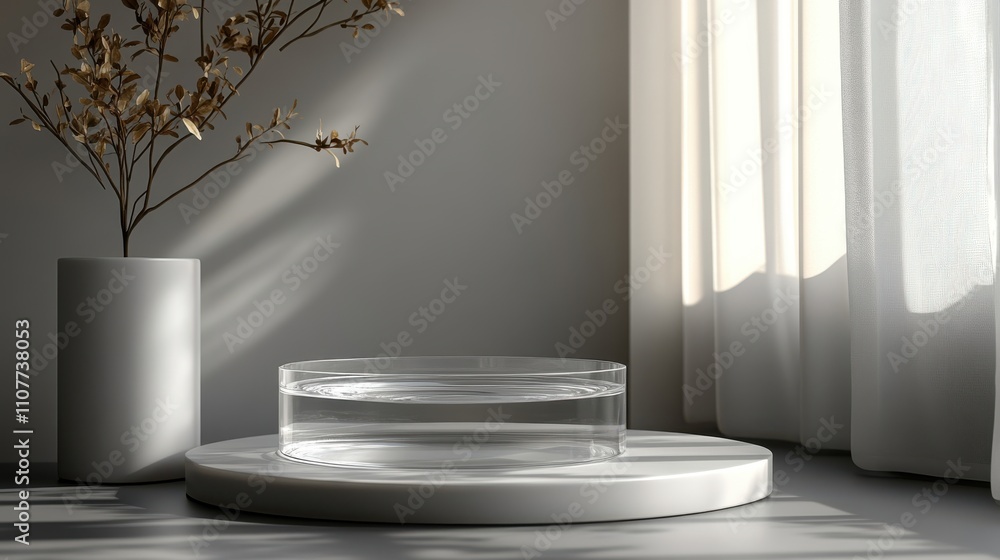 Aufkleber 3d glass clear transparent stand podium display box with background isolation plastic square and cyl