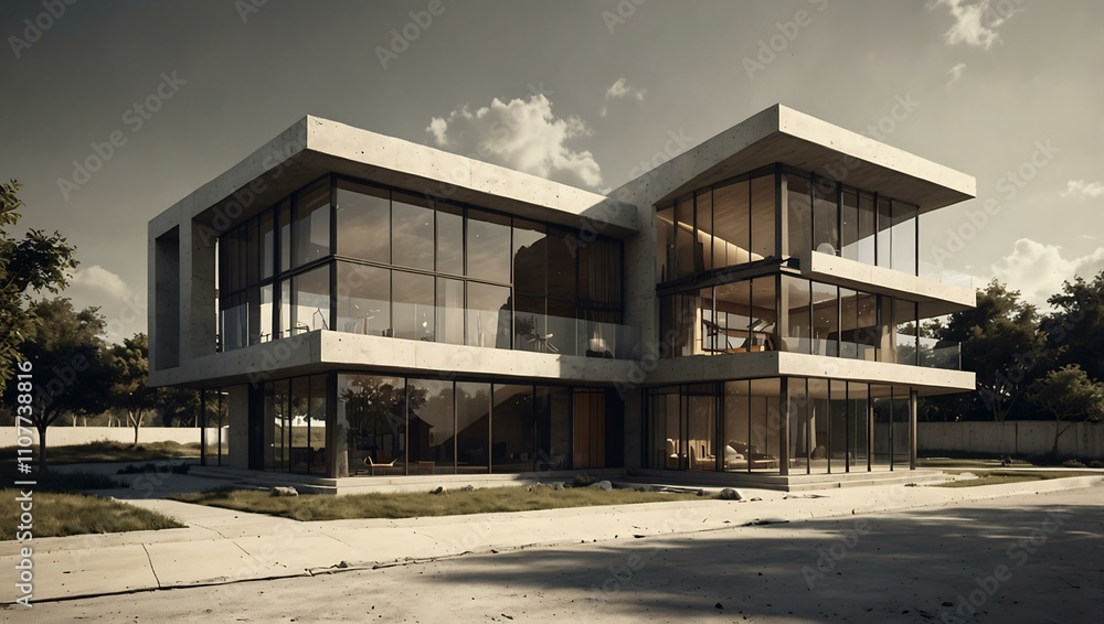 Poster modern architecture concept sketch.