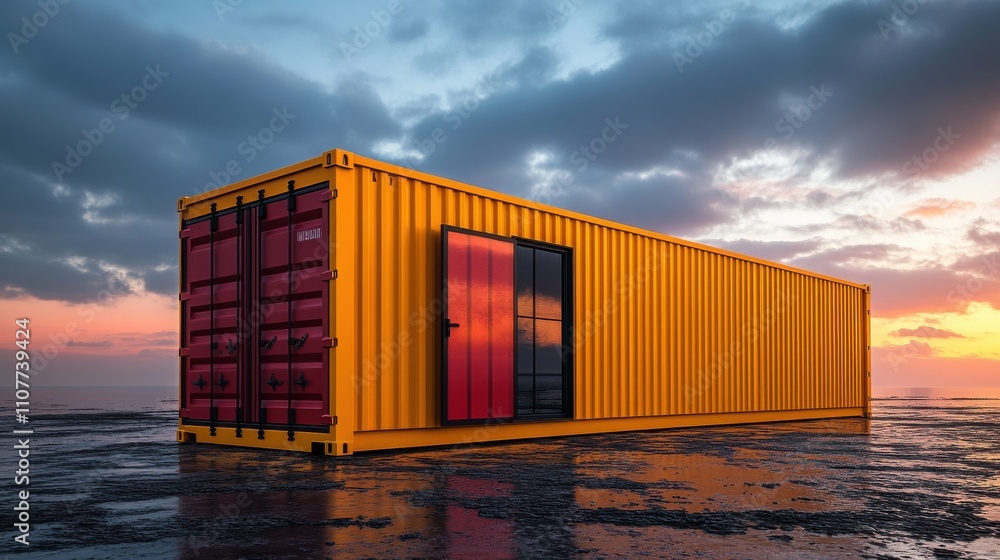 Poster 3d rendering of a shipping container isolated on white backgroun