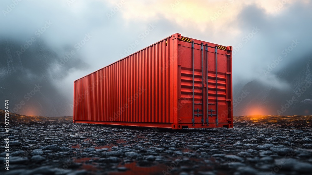 Poster 3d rendering of a shipping container isolated on white backgroun