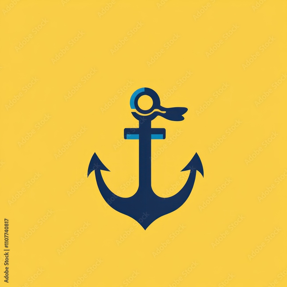 Poster here's a suggested and keyword list for your stock photo submission.. nautical anchor icon on yellow