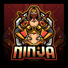 Ninja girls mascot esport logo design