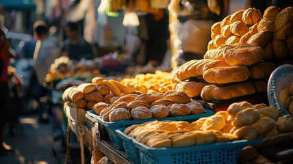 Fototapeta premium Street Vendor Selling Bread