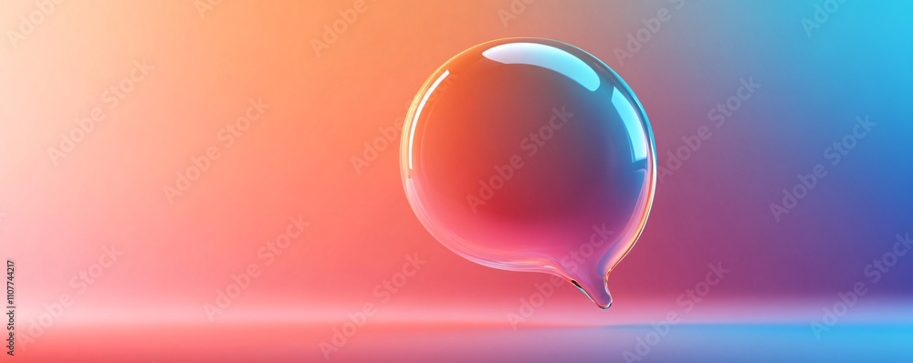 Poster Empty speech bubble floating on colorful background representing communication and social media