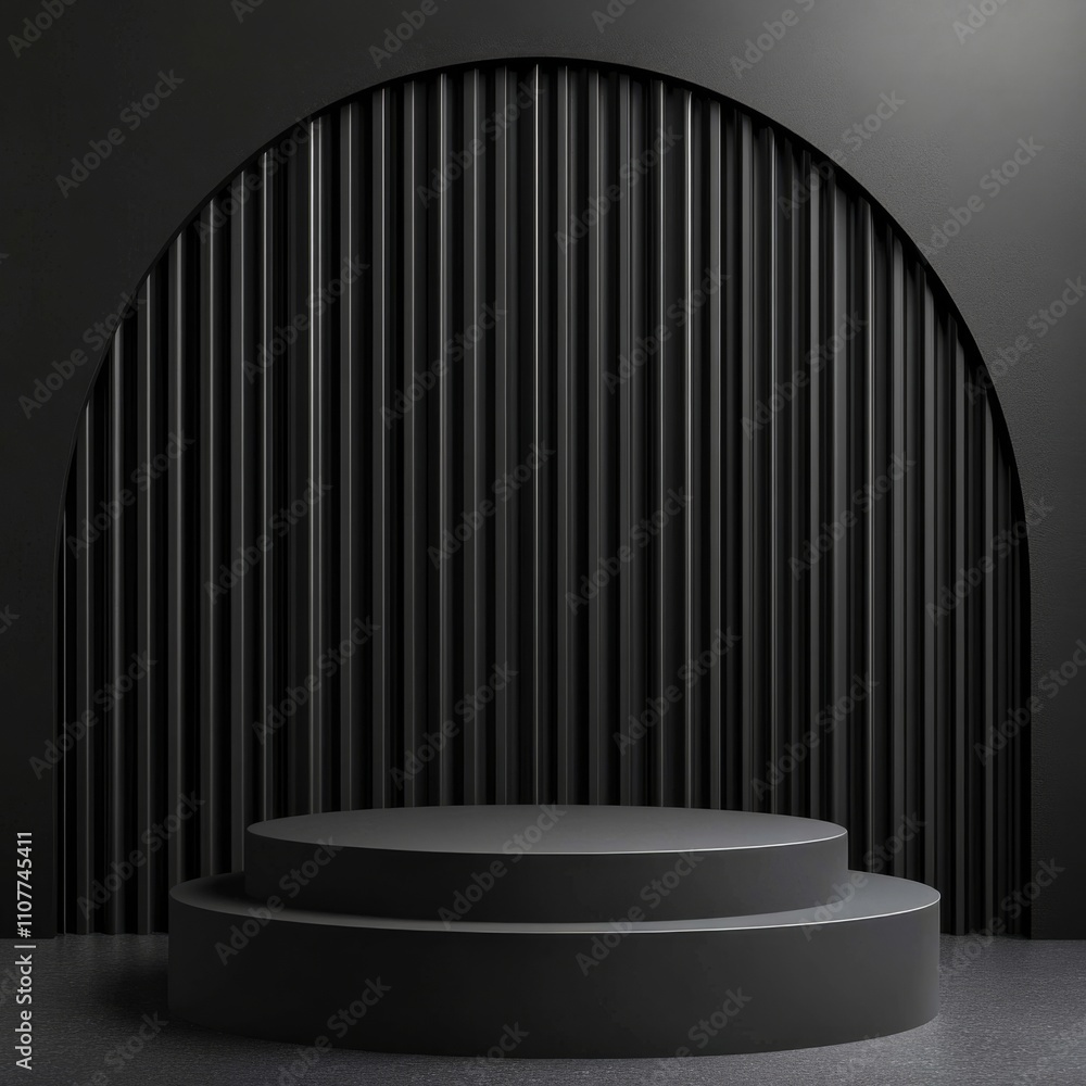 Poster 3d rendering of backdrop black podium background show room for black friday products on podium