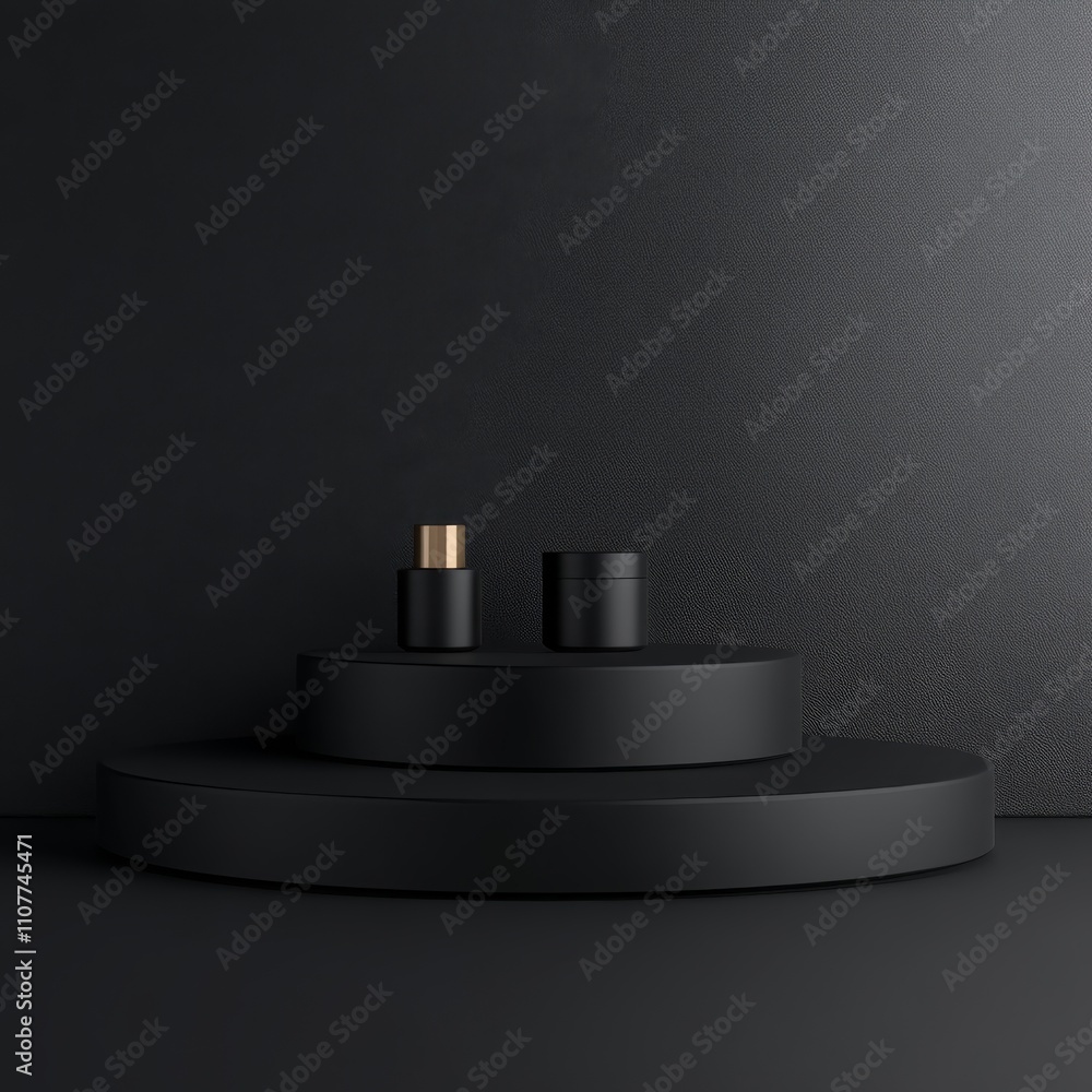 Poster 3d rendering of blank product background for cream cosmetics modern black podium background