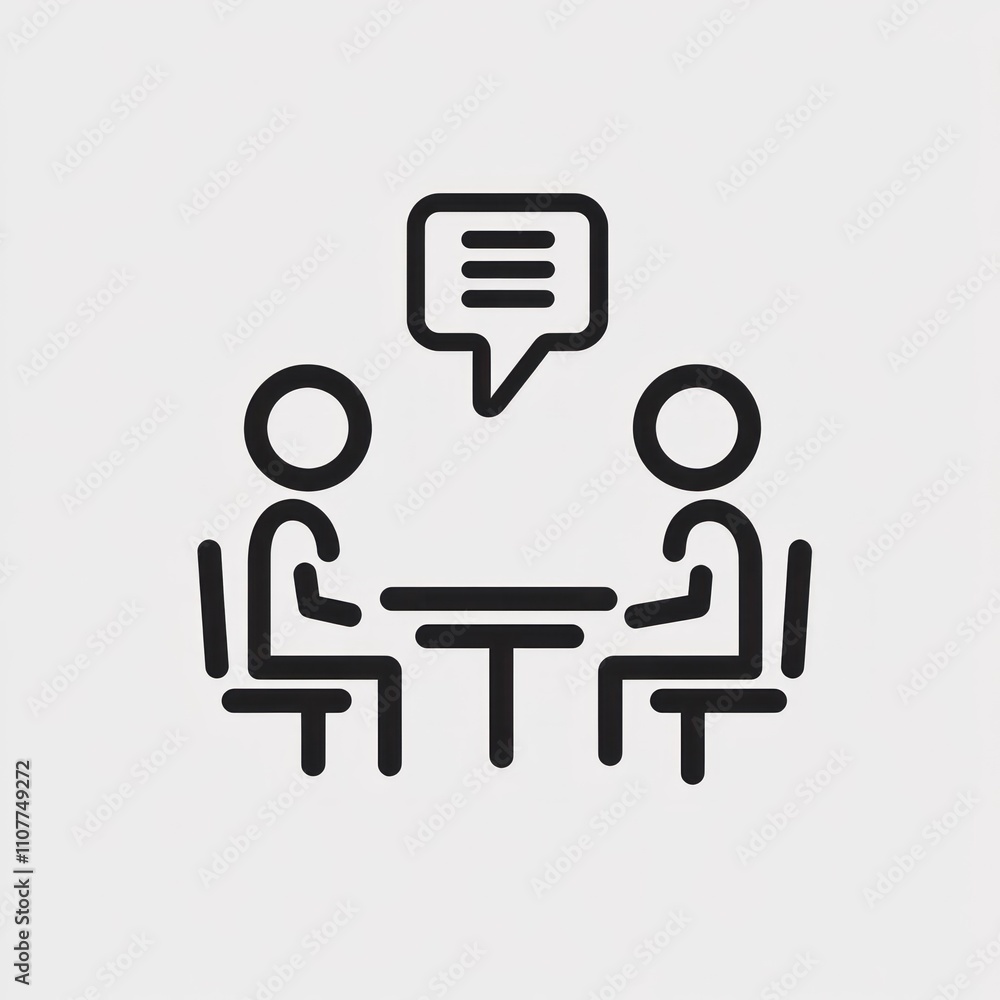 Poster here's a description and keywords for your image.. two people having a discussion at a table.
