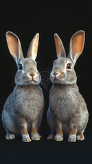 Obraz premium Cute fluffy rabbits captured standing lovely animal picture