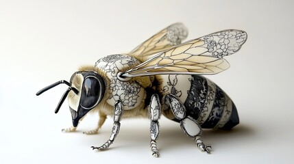 Obraz premium Ornate Bee Art Detailed Floral Design