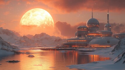 Obraz premium a building on a planet