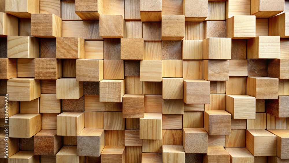 Aufkleber A symmetrical pattern of wooden blocks with varying shades of brown, creating a visually appealing texture