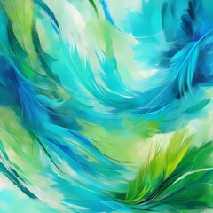 Vibrant, expressive abstract background with swirling patterns of blue and green hues