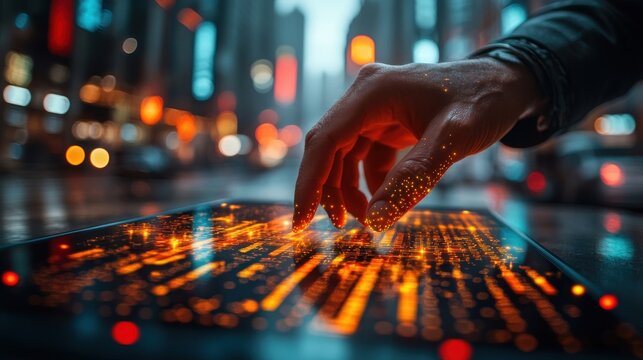 a businessman s or trader s hand is showing a growing virtual hologram stock on a smartphone indicating an investment in trading concept of investment management strategy finance success wealt