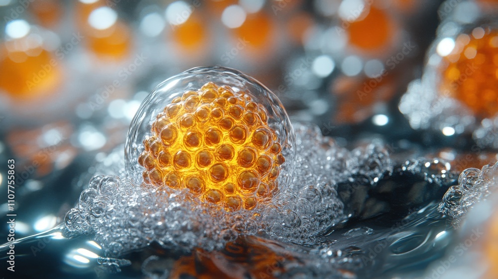 Poster a cell surrounded by membrane the concept of biotechnology 3d rendering