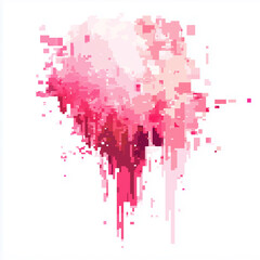 Pink colored flat digital pixel art modern design isolated on white