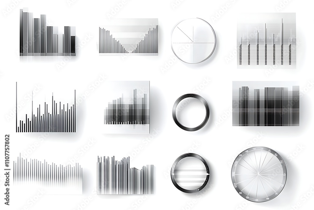 Aufkleber a collection of abstract grayscale charts and graphs