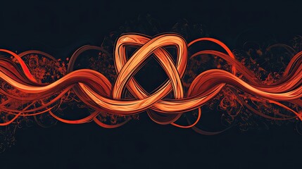 Naklejka premium Abstract Orange Waves Knotted Design On Black Background