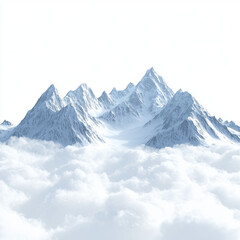 Obraz premium Majestic snow capped mountains rise above sea of fluffy clouds, creating breathtaking landscape. serene beauty evokes sense of tranquility and wonder