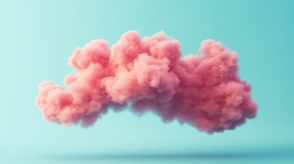 A pink smokey cloud with a solid blue background