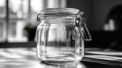 a glass jar with a metal lid